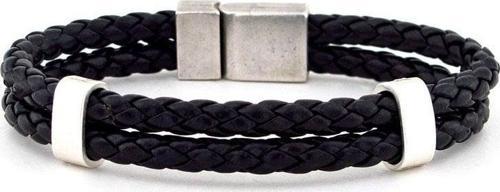 SİYAH ÖRGÜ DERİLİ İKİ SIRALI ERKEK BİLEKLİK BT454