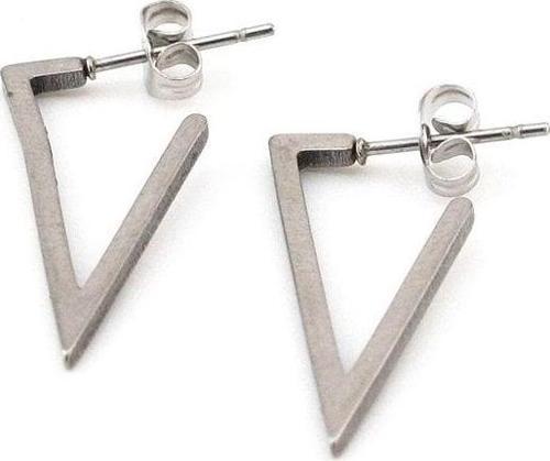 ÜÇGEN ŞEKİLLİ PASLANMAZ GÜMÜŞ RENK ÇELİK UNİSEX KÜPE E786