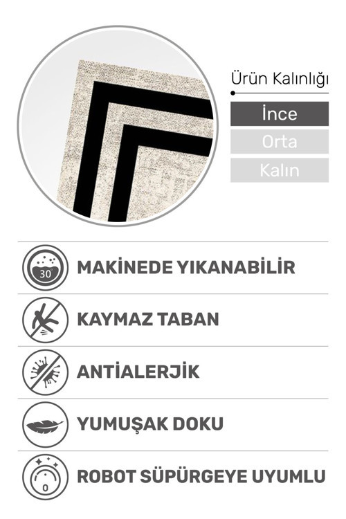 Elegant Line Dijital Baskılı Şönil Halı | Kaymaz, Yıkanabilir, Toz Tutmaz, Tüylenmez, Antibakteriyel