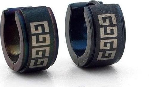 SİYAH RENKLİ 7mm KALINLIK GREEK DESEN ÇELİK HALKA KÜPE E621