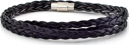 SİYAH RENKLİ İKİ SIRALI DOLAMA ÖRGÜ DERİ ERKEK BİLEKLİK M008J