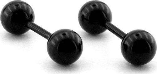 Siyah Renkli Top Uçlu Vidalı Bar Piercing Kadın Erkek Küpe ER047