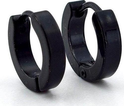 DÜZ SİYAH 13,5mm HALKA PASLANMAZ ÇELİK ERKEK KÜPE E975