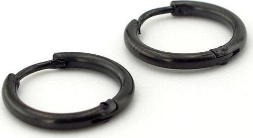 YUVARLAK TASARIM İNCE HALKA 16mm SİYAH ÇELİK KÜPE E754