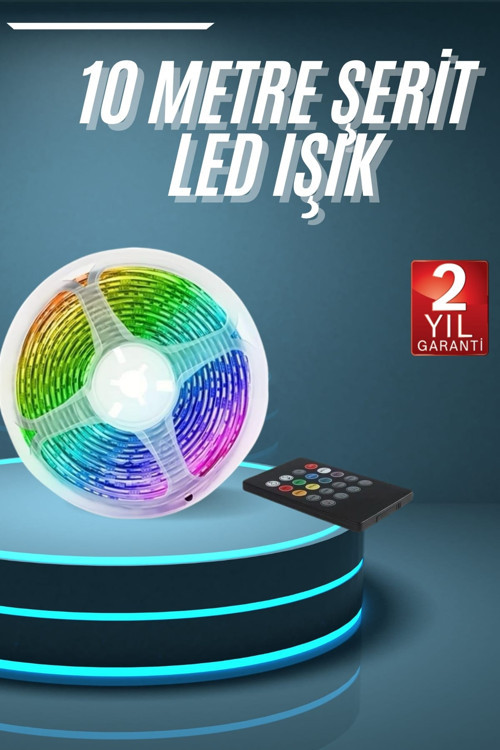 ASTRALTECH 10M Şerit Led İç Mekan Renkli Rgb Şerit Led Kumandalı