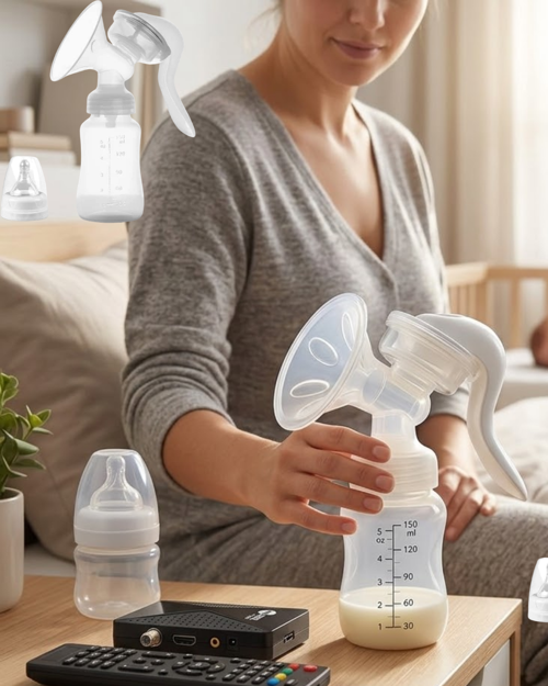 ASTRALTECH Masaj ve Sağım Özellikli Manuel Süt Pompası Sessiz Kullanım 180 ML