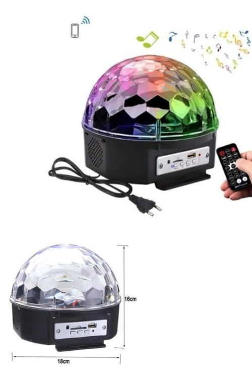 ASTRALTECH Led Işık Disko Topu Bluetooth Hoparlörlü USB Müzik Çalar Kumandalı