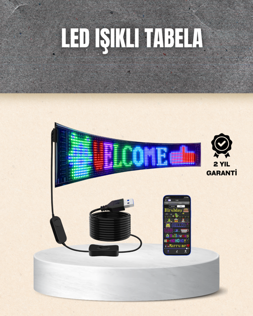 ASTRALTECH RGB Kayar Yazılı LED Reklam Ekranı – USB Bağlantılı Esnek Tasarım