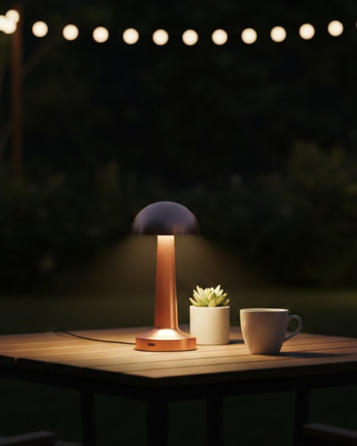 ASTRALTECH Modern Bronz Masa Lambası 3 Renk LED Dokunmatik Şarjlı Model