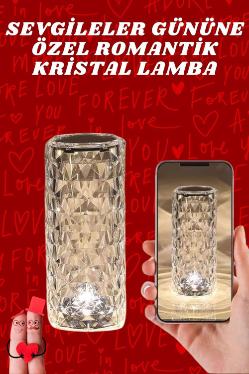 ASTRALTECH Sevgililer Günü İçin Hediye Kristal Lamba Sevgiliye Hediye USB Şarjlı Gece Lambası