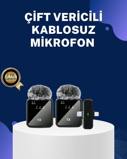 ASTRALTECH 2in1 Kablosuz Yaka Mikrofonu iOS ve Android Uyumlu