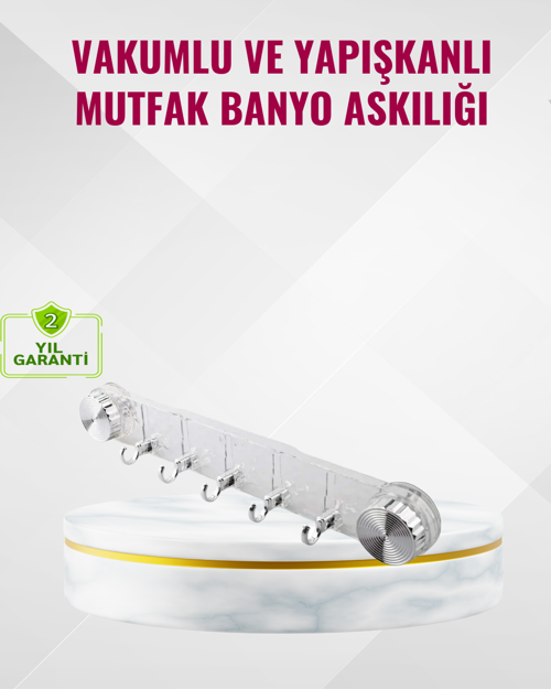 ASTRALTECH Duvar Tipi Vakumlu Askılık Şeffaf Orta Tasarımlı