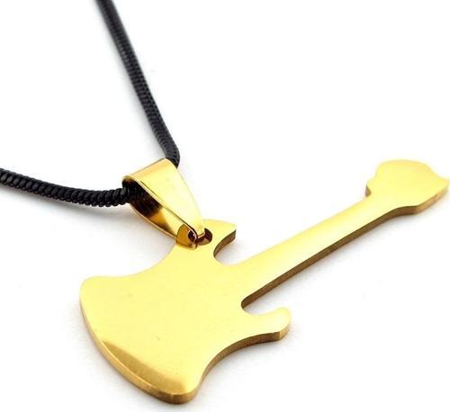 Elektro Gitar Sarı Çelik İtalyan Siyah Zincir Erkek Kolye Q0702