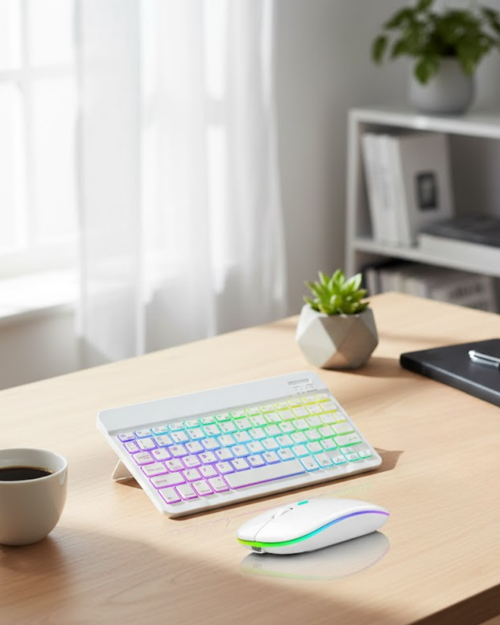 ASTRALTECH Aydınlatmalı Kablosuz Klavye Mouse Seti Bluetooth Bağlantılı Çoklu Cihaz Uyumlu