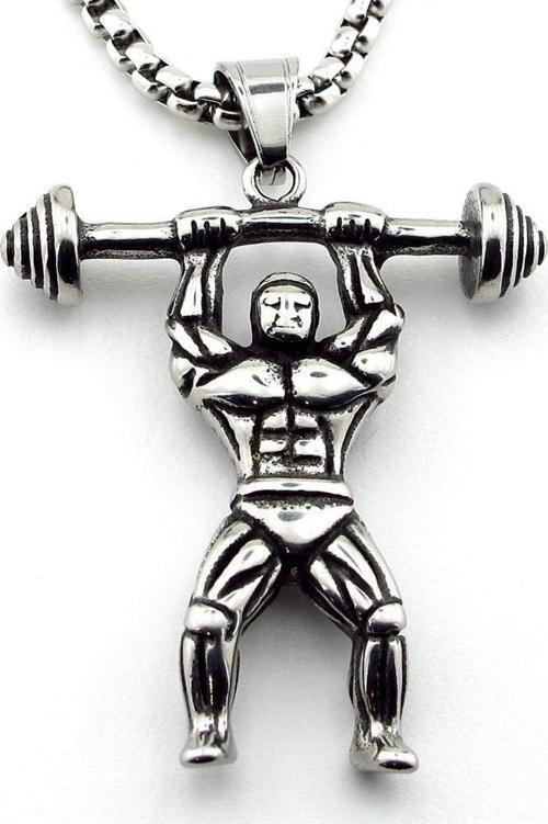 Halter Body Building Fitness Spor Çelik Erkek Kolye Zincir Q0724