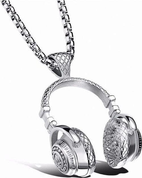 HEADPHONE KULAKLIK ŞEKLİNDE MÜZİK ERKEK ÇELİK KOLYE ZİNCİR Q0606