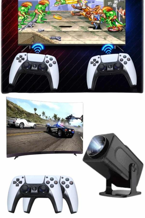 ASTRALTECH Retro Video Oyunu Konsolu Android Tv El Oyun Konsolu WIFI Taşınabilir Projeksiyon Cihazı