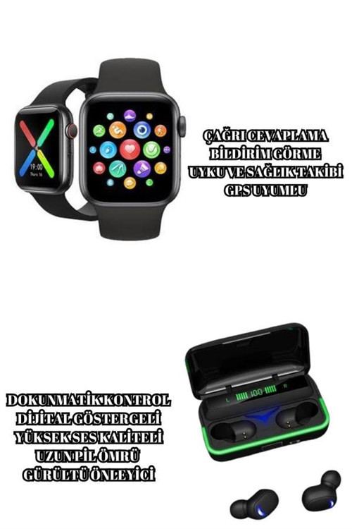 ASTRALTECH Ucuz ve Kaliteli Kulaklıklı Saat Seti Bluetooth Bağlantılı Akıllı Saat ve Kulaklık