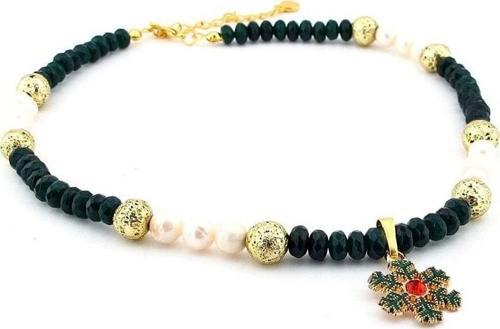 KAR TANESİ YILBAŞI YENİ YIL TASARIM İNCİ DOĞAL TAŞ KOLYE Q0464