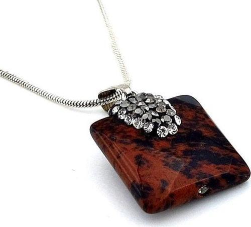 KARE ŞEKİLLİ FASET KESİM JASPER DOĞAL TAŞ KADIN KOLYE Q0541