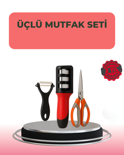 ASTRALTECH 3 Parçalı Çok Fonksiyonlu Mutfak Makas Seti – Paslanmaz Çelik, Ergonomik Tasarım