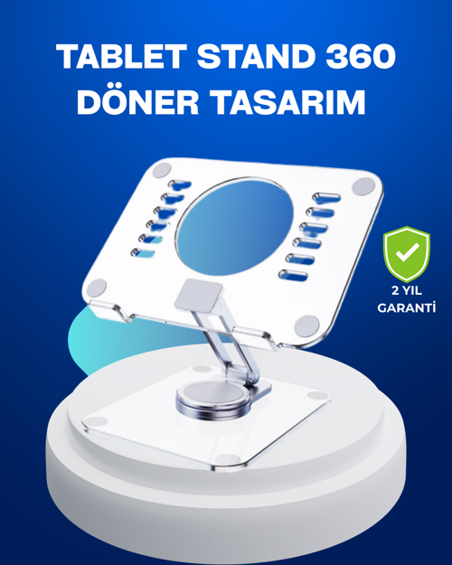 ASTRALTECH Katlanabilir Tablet Standı Ayarlanabilir Kaymaz Şeffaf Tasarım