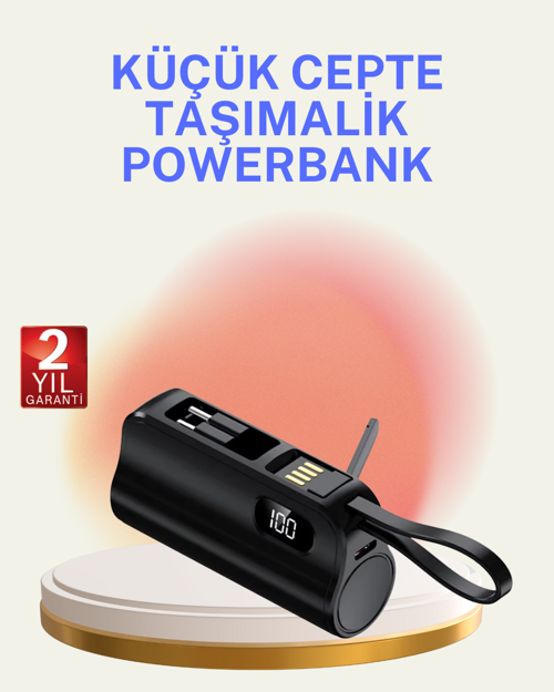 ASTRALTECH Dahili Konektörlü 20W Hızlı Şarj Mini Taşınabilir Powerbank