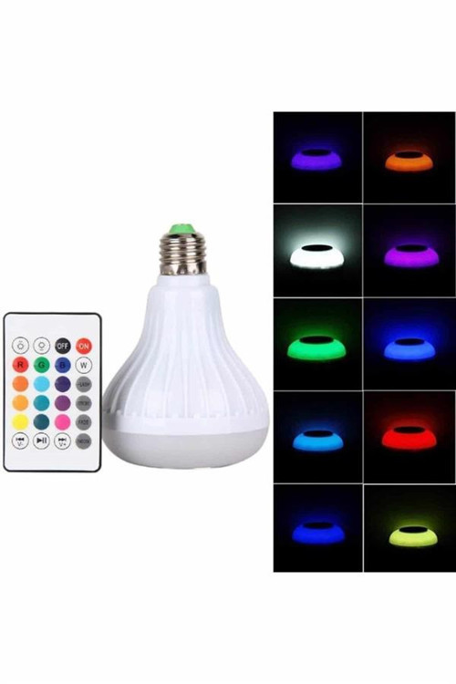 ASTRALTECH Kumandalı RGB Led Işık Bluetooth Hoparlör Ses Lambası Renkli Ampul