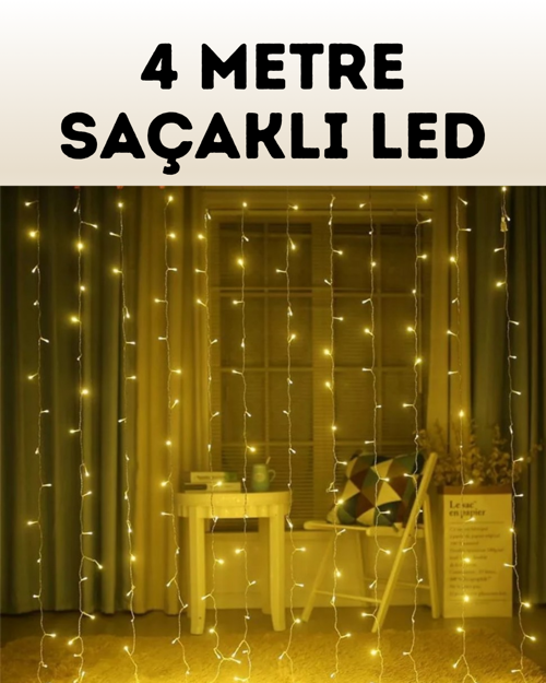 ASTRALTECH 4 Metre Şelale Perde Led Işık Dış Mekan İç Mekan Uyumlu