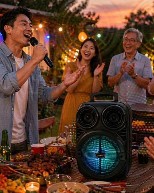 ASTRALTECH RGB Işıklı Bluetooth Karaoke Hoparlör Mikrofonlu USB TF Kart Destekli Taşınabilir Speaker