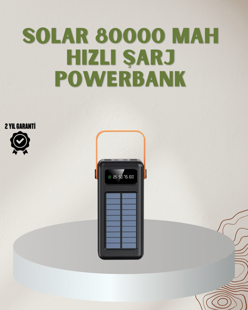 ASTRALTECH Powerbank Solar Fenerli Çoklu Kablolu Taşınabilir Şarj Aleti