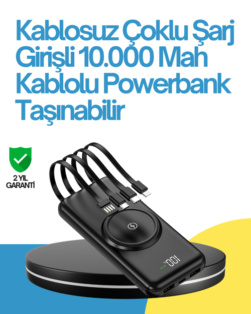ASTRALTECH 10000mAh Kablosuz ve Hızlı Şarj Destekli Powerbank – Taşınabilir Şarj Gücü