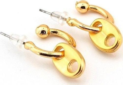 DÜĞME UÇLU MAT  SARI GOLD TON HALKA KADIN KÜPE EX047