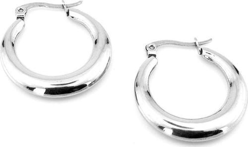 Geniş Halka Parlak Gümüş Renk 316L Paslanmaz Çelik Kadın Küpe EX122