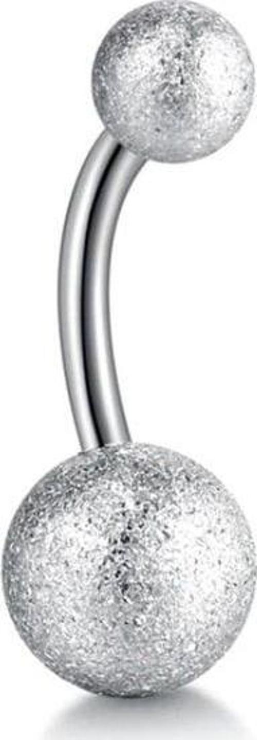 GÜMÜŞ RENK 8mm TOP UÇLU ÇELİK MUZ GÖBEK PİERCİNG P455A