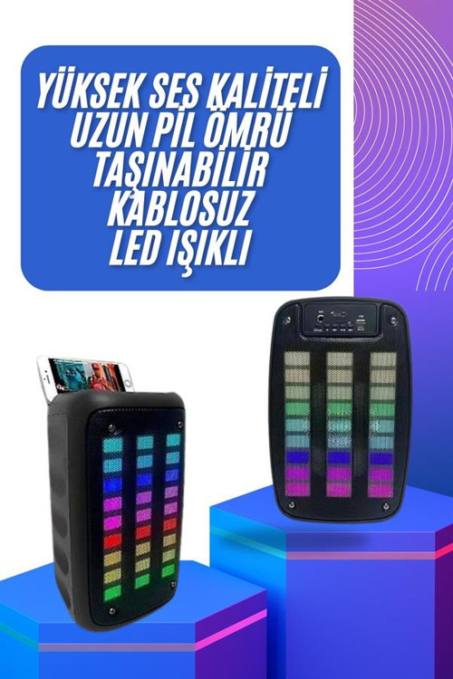 ASTRALTECH Taşınabilir 6.5 inç LED Bluetooth Kareoke Hoparlör RGB Işıklı Radyolu