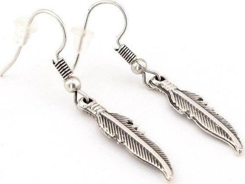 Kızılderili Şans Tüyü Mat Metal Sallantılı Kadın Küpe EX056