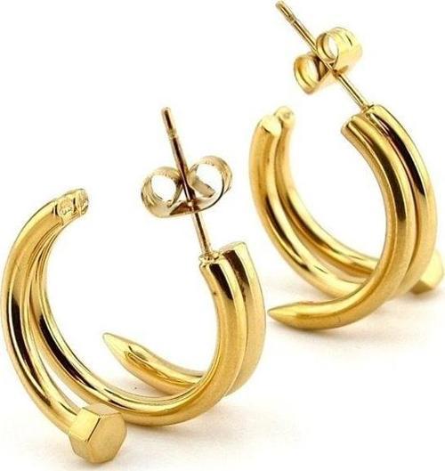 SARMAL ÇİVİ YARIM HALKA ALTIN RENK SARI ÇELİK KADIN KÜPE EX106