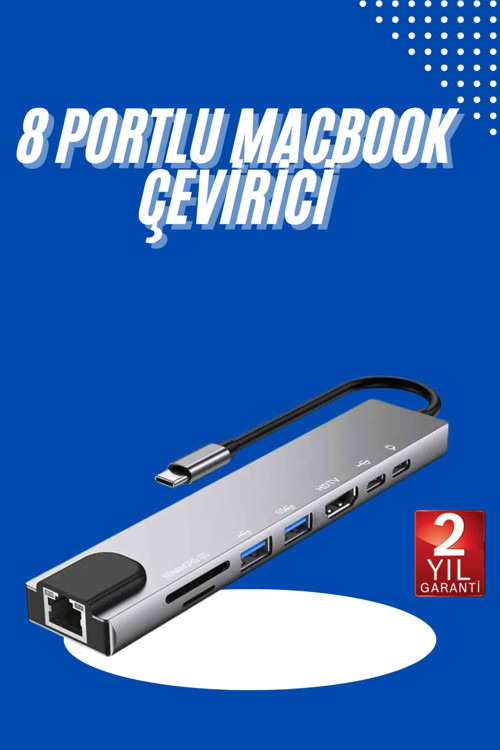 ASTRALTECH Usb Type-c Hub Dönüştürücü Çevirici Çoklayıcı Macbook Çevirici 8 Portlu