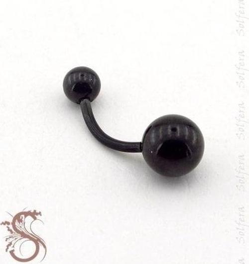 TOP UÇLU SİYAH RENKLİ GÖBEK PİERCİNG P364