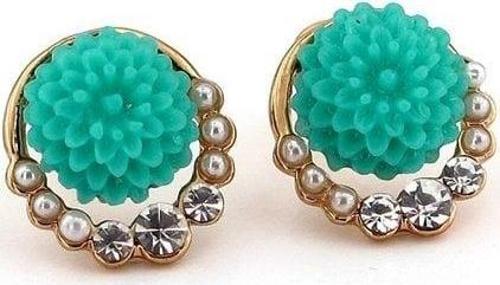 NİL YEŞİLİ ÇİÇEK BUKETİ ŞEKLİNDE KADIN KÜPE EX026