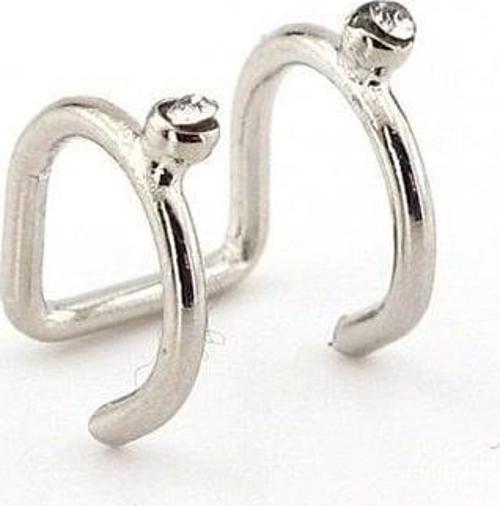 PARLAK GÜMÜŞ RENKLİ EARCUFF KIKIRDAK KÜPE TAŞLI SARMAL EX090