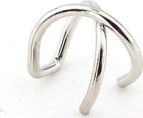 PARLAK GÜMÜŞ RENKLİ EARCUFF KULAK KELEPÇESİ ÇAPRAZ SARMAL EX089