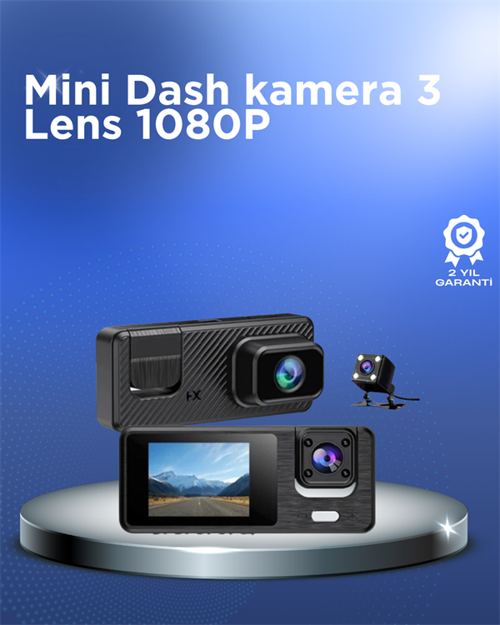 ASTRALTECH 1080P 3 Kameralı Araç DVR – Döngü Kayıt ve Geri Görüş Özellikli