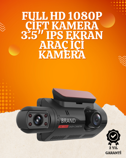 ASTRALTECH WiFi Destekli Araç Kamerası – 3 inç Ekran, 1080P Ön ve 720P İç Kamera