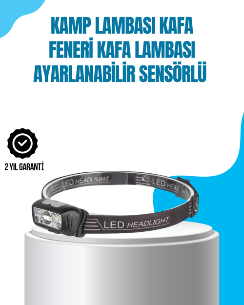 ASTRALTECH Kamp Lambası Kafa Feneri Kafa Lambası Ayarlanabilir Sensörlü Şarjlı