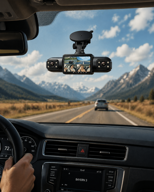 ASTRALTECH Araç İçi Kamera Full HD Gece Görüşlü 4 Kamera Destekli Geniş Açılı Kayıt