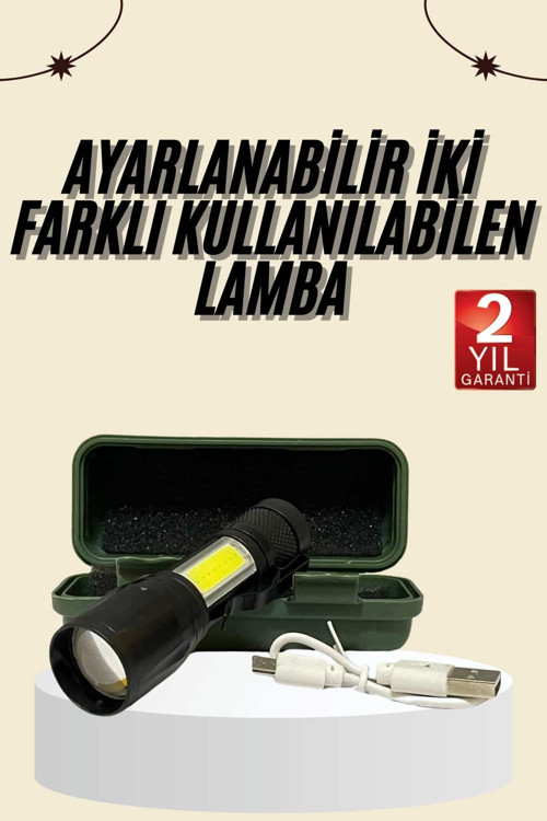 ASTRALTECH Uzun Menzilli Şarjlı El Feneri Uzun Ömürlü Led Işık Lamba