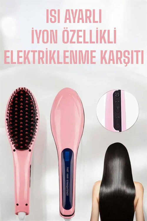 ASTRALTECH Fön Etkili Saç Düzleştirici Tarak Yıpranma Karşıtı Döner Kablo Isı Ayarlı