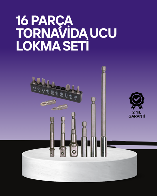 ASTRALTECH Çok Amaçlı 16lı Bits Uç Seti Dayanıklı Tornavida Adaptör